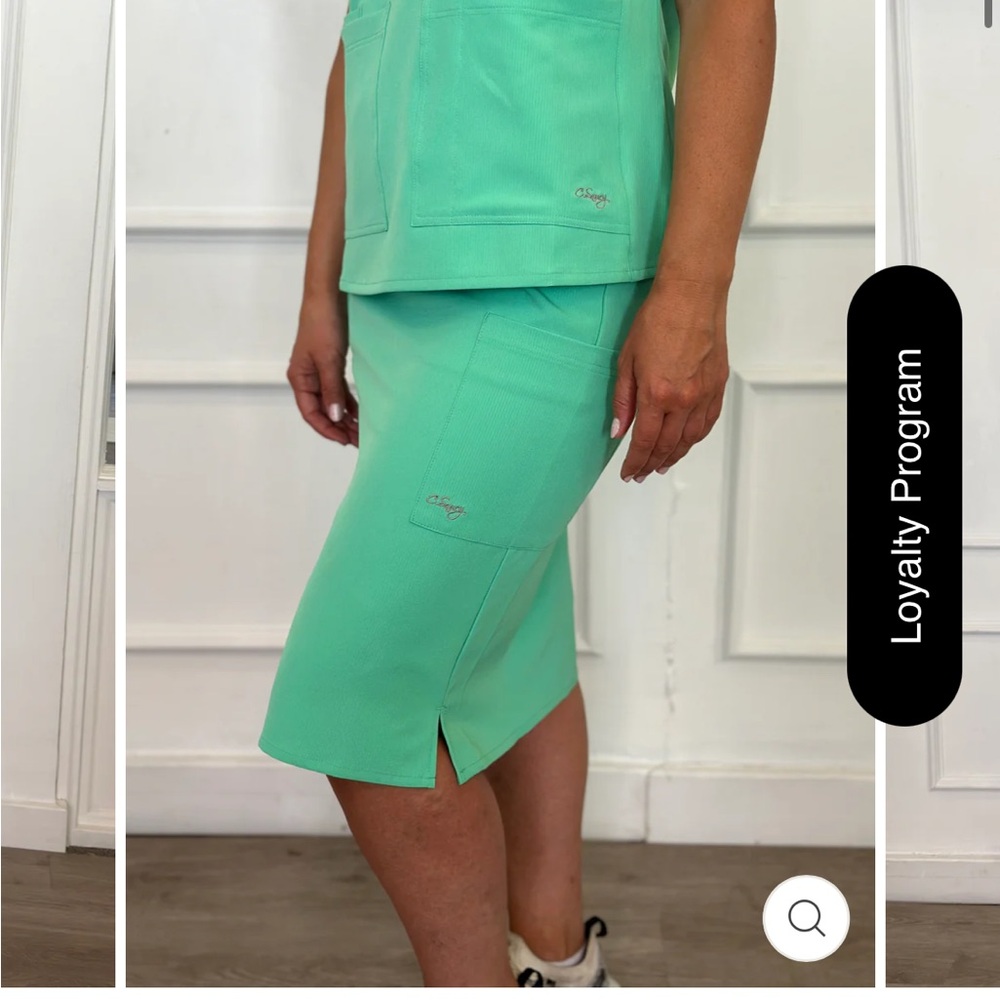 C. Saucy, 2XL long, Surgical Green, Scrub skirt